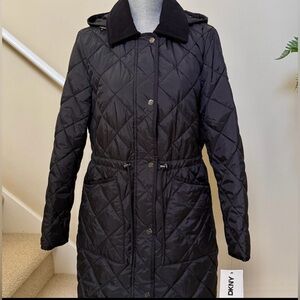 DKNY Black Quilted Women's Coat. Size S.
